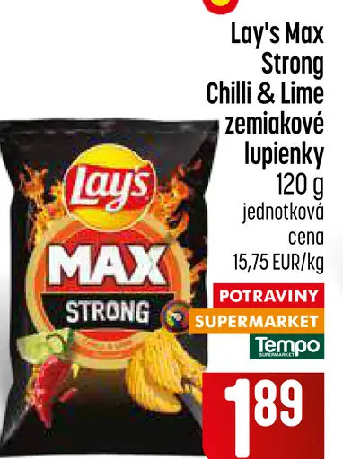 Lay's Max Strong Chilli & Lime zemiakové lupienky