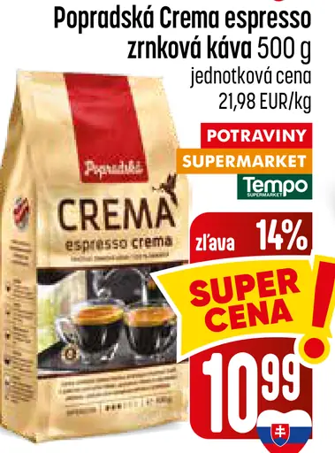 Popradská Crema Espresso zrnková káva