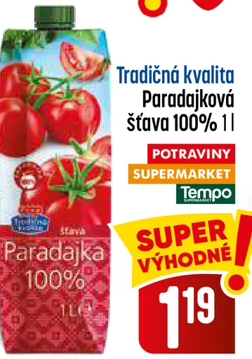 Tradičná kvalita Paradajková šťava 100%