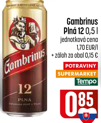 Gambrinus Plná 12 plechovka