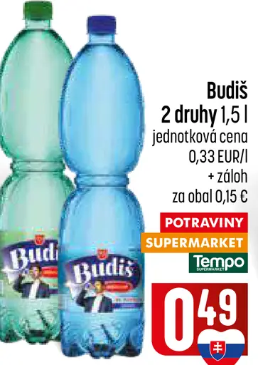 Budiš minerálna voda 2 druhy