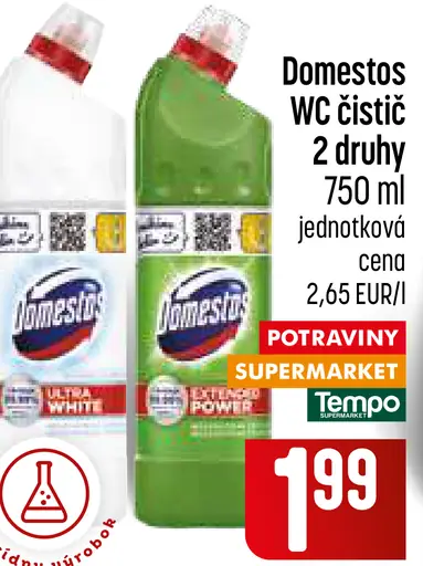 Domestos WC čistič, 2 druhy