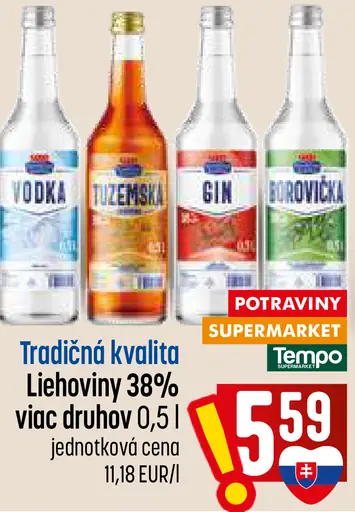 Lihoviny 38 %, viac druhov