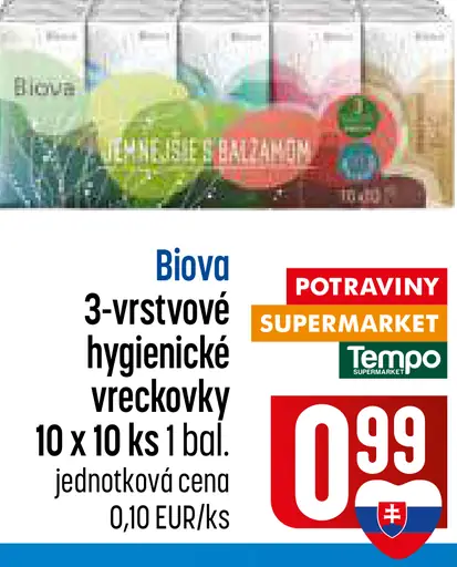 Biova hygienické vreckovky 3-vrstvové