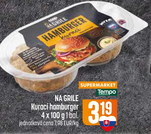 Na Grile kurací hamburger