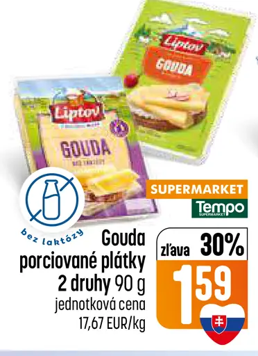 Liptov Gouda porciované plátky rôzne druhy