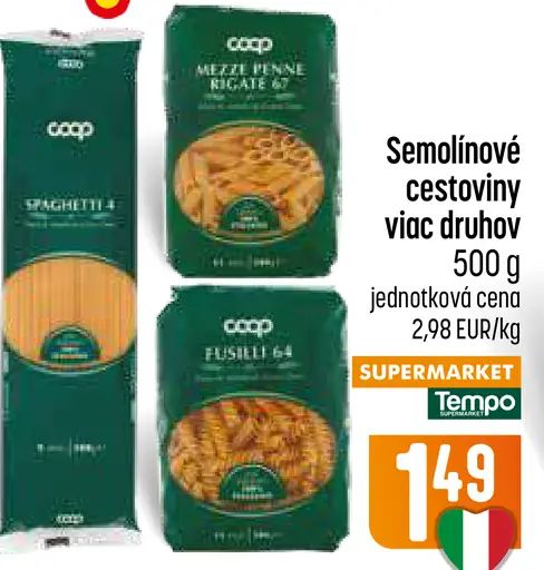 Coop semolinové cestoviny, viac druhov