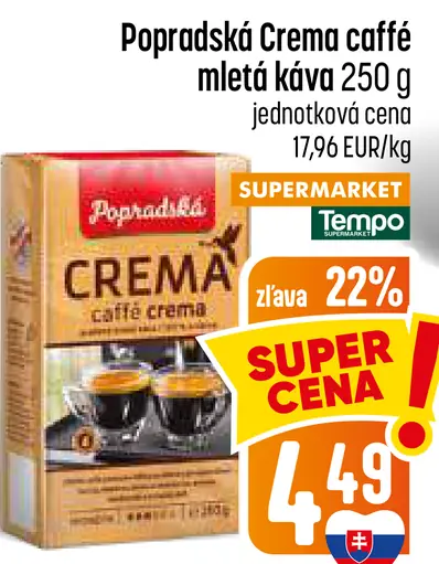 Popradská CREMA mletá káva