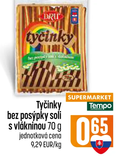 Tyčinky bez posýpky soli s vlákninou