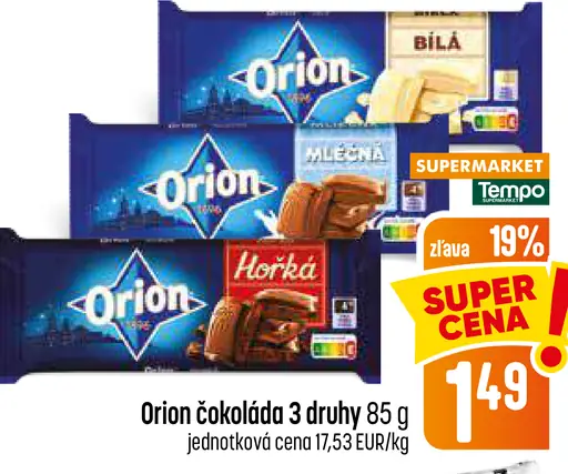 Orion čokoláda – 3 druhy