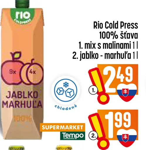 Rio Cold Press 100 % šťava mix s malinami