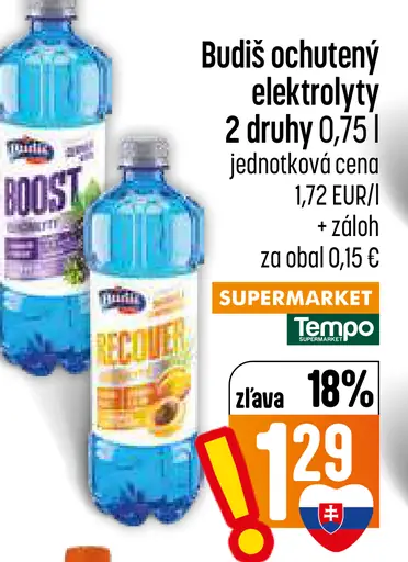 Budiš ochutený elektrolytový nápoj 2 druhy