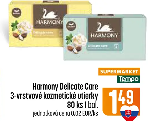 Harmony Delicate caré 3-vrstvové kozmetické utierky