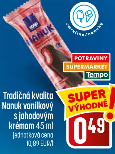 Coop Nanuk vanilkový s jahodovým krémom