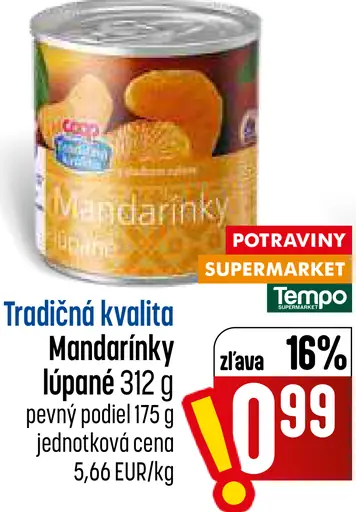 COOP Tradičná kvalita lúpané mandarínky