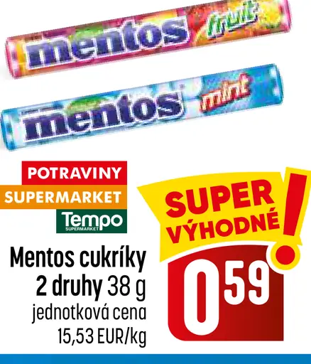 Mentos cukríky 2 druhy