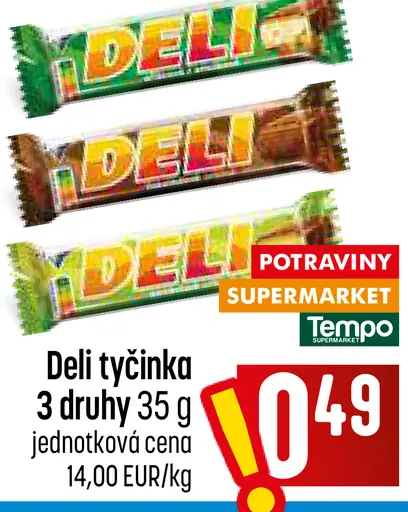 Deli tyčinka 3 druhy