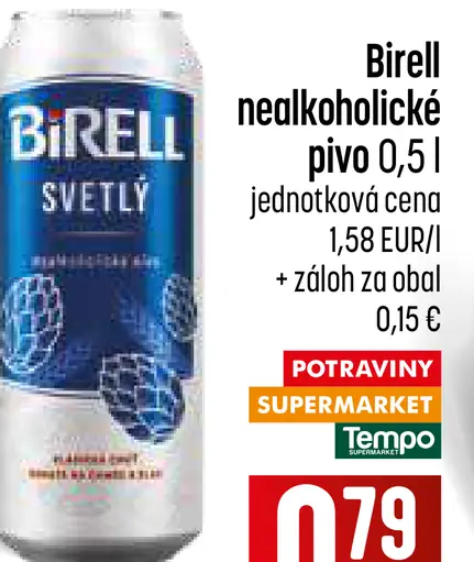 Birell Svetlý nealkoholické pivo plechovka