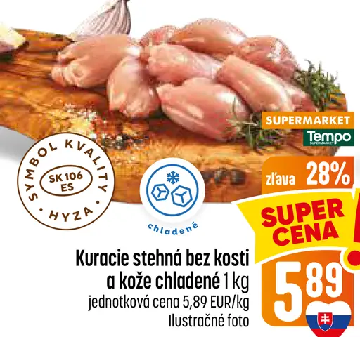 Kuracie stehná bez kosti a kože chladené