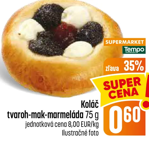 Koláč tvaroh-mak-marmeláda