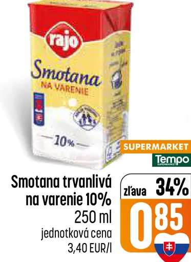 Rajo Trvanlivá smotana na varenie 10%