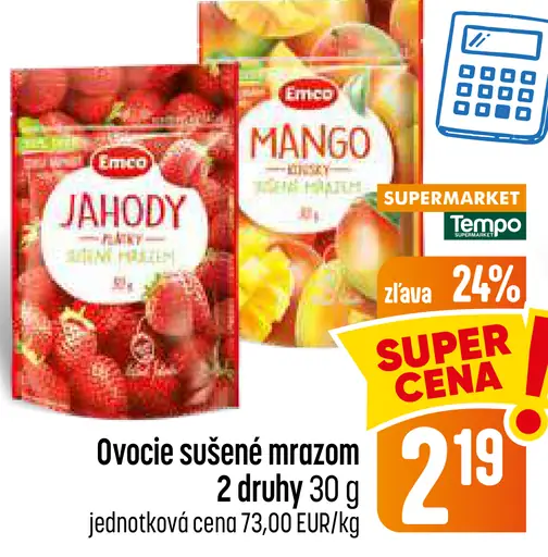 Emco ovocie mrazom sušené mango alebo jahody