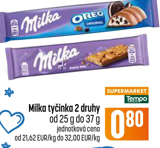 Milka tyčinka – Oreo a karamelová