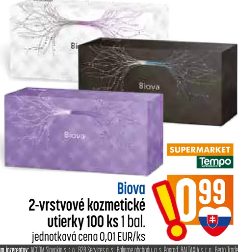 Biova kozmetické 2-vrstvové utierky