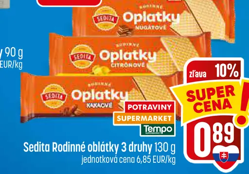 Sedita Rodinné oplátky – kakaové, citrónové a iné druhy