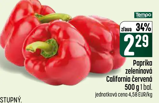 Paprika zeleninová kalifornská červená