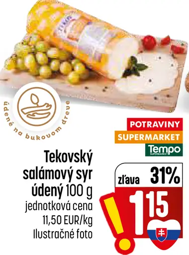 Tekovský salámový syr údený, neúdený