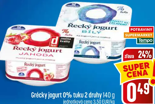 Milko Řecký jogurt 0% biely