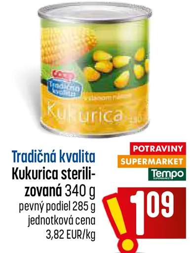 Tradičná kvalita Kukurica sterilizovaná