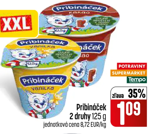 Pribináček tvarohový dezert, 2 druhy