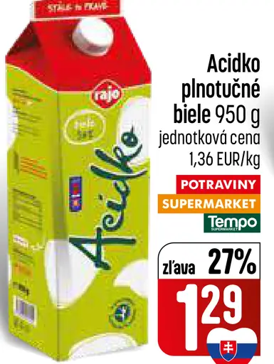 Rajo Acidko plnotučné biele