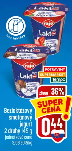 Rajo Bezlaktózový smotanový jogurt 2 druhy