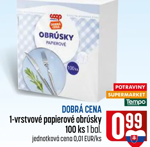 Coop Jednota 1-vrstvové papierové obrúsky