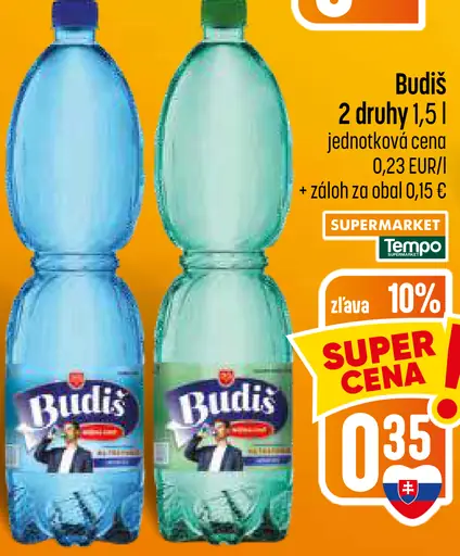Budiš minerálna voda 2 druhy