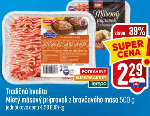 COOP Jednota Mletý mäsový prípravok z bravčového mäsa