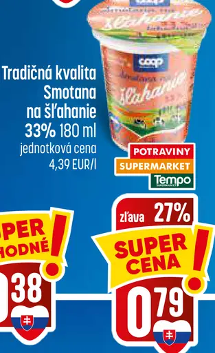 COOP Jednota Smotana na šľahanie 33 %