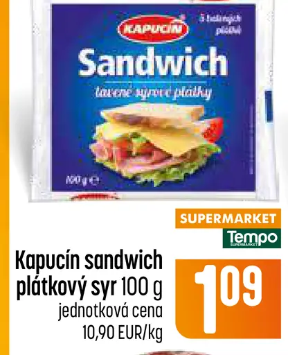 Kapučin sandwich plátkový syr