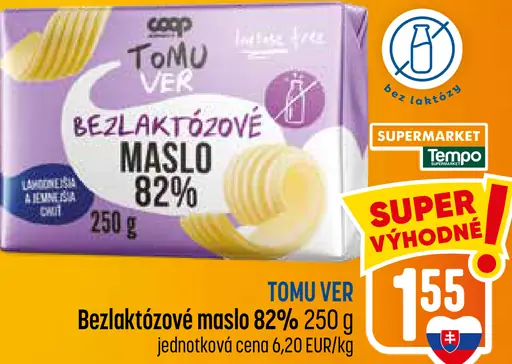 TOMU VER Bezlaktózové maslo 82%