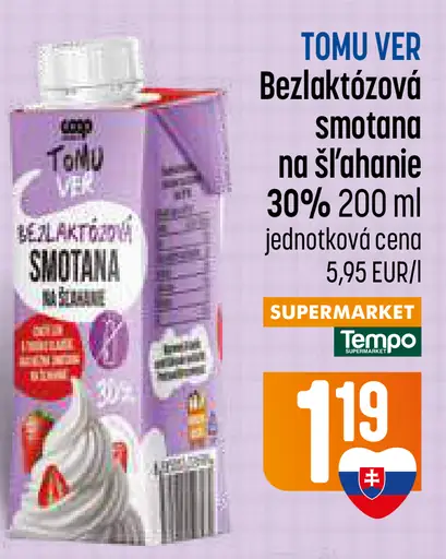 Tomu Ver Bezlaktózová smotana na šľahanie