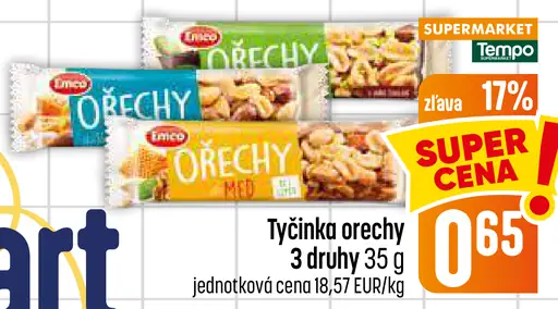 Emco tyčinka s orechmi, 3 druhy