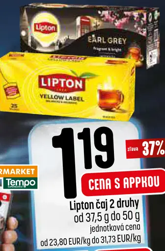 Lipton čaj Yellow Label a Earl Grey