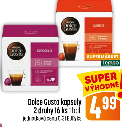 Dolce Gusto kapsuly Espresso a Lungo