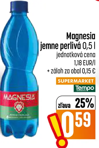 Magnesia Prírodná minerálna voda jemne perlivá