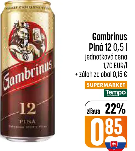 Gambrinus Plná 12 plechovka