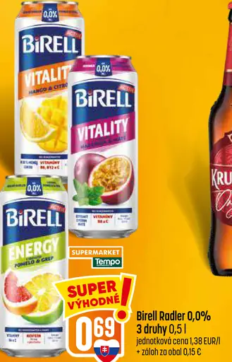 Birell Radler 0,0 % – 3 druhy, plechovka