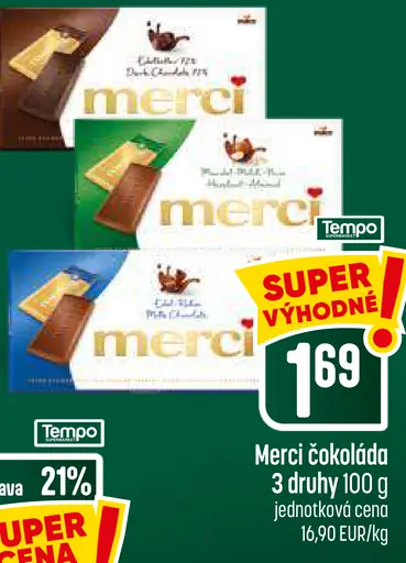 Merci čokoláda rôzne druhy